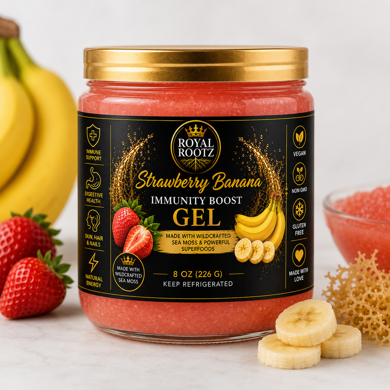 Royal Rootz Mango Immunity Boost Gel | Wildcrafted Sea Moss | 4oz